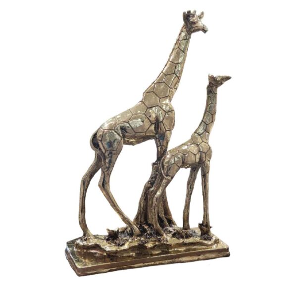 Decorative Golden Giraffe Figurine - Tall Safari Animal Sculpture