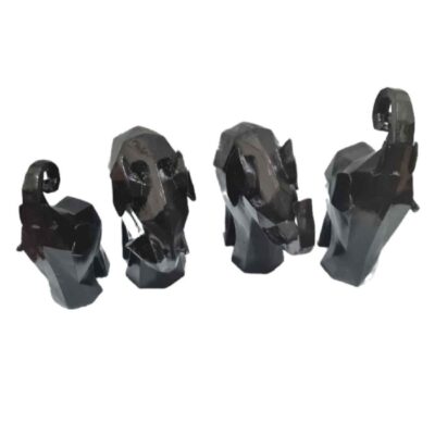 Geometric Black Mammoth Cubism Figurine – Handmade Art