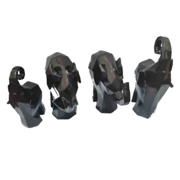 Geometric Black Mammoth Cubism Figurine - Handmade Art