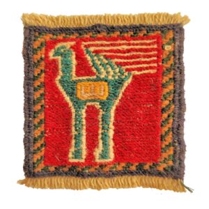 Drink Coaster in Kilim Design Bird Red for Table Decor