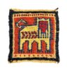 Handwoven Persian Kilim Coaster with Yellow Lion Design