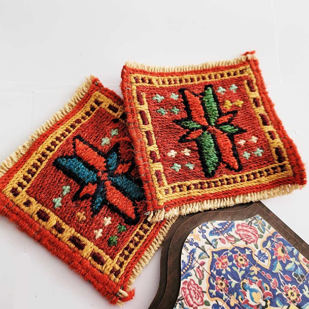 Handwoven Persian Kilim Coaster for Home & Kitchen