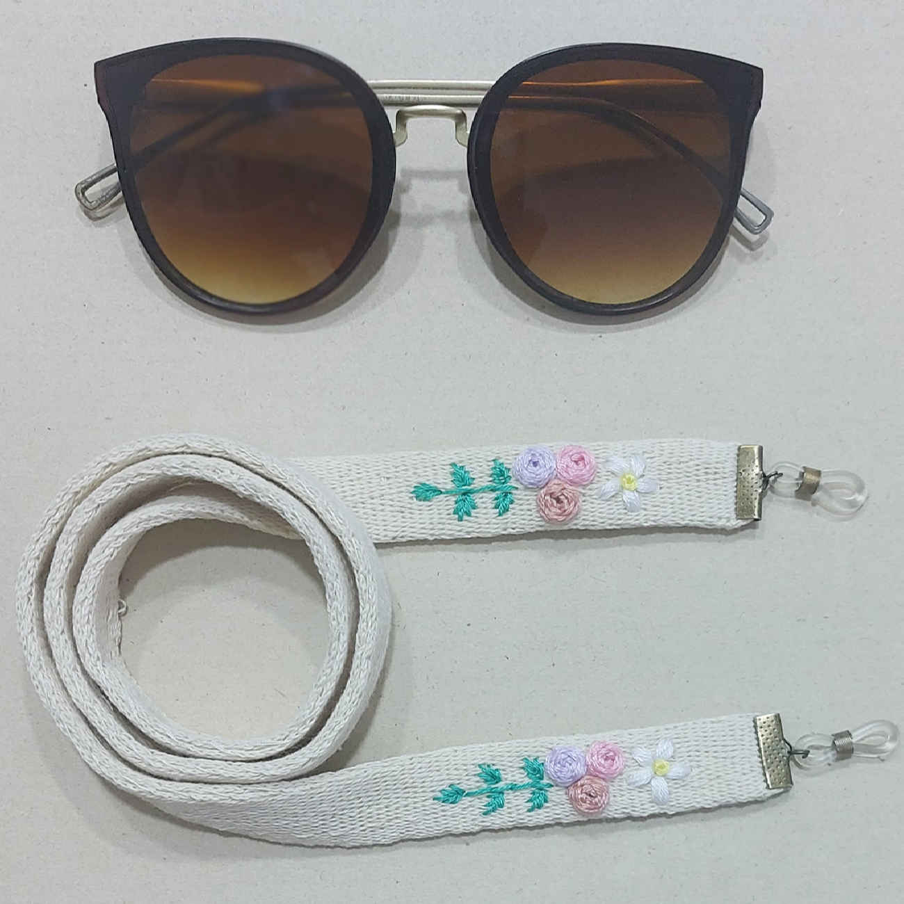 Glasses Strap – Handcrafted Flower Embroidery