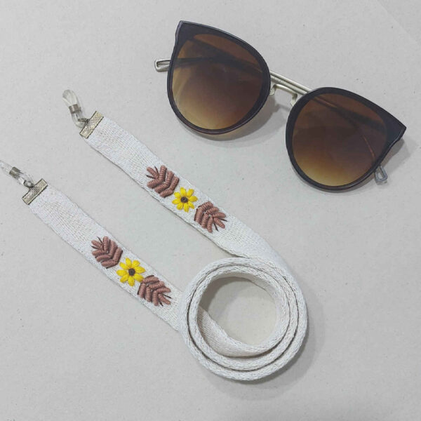 Glasses Strap – Embroidered Flower Design