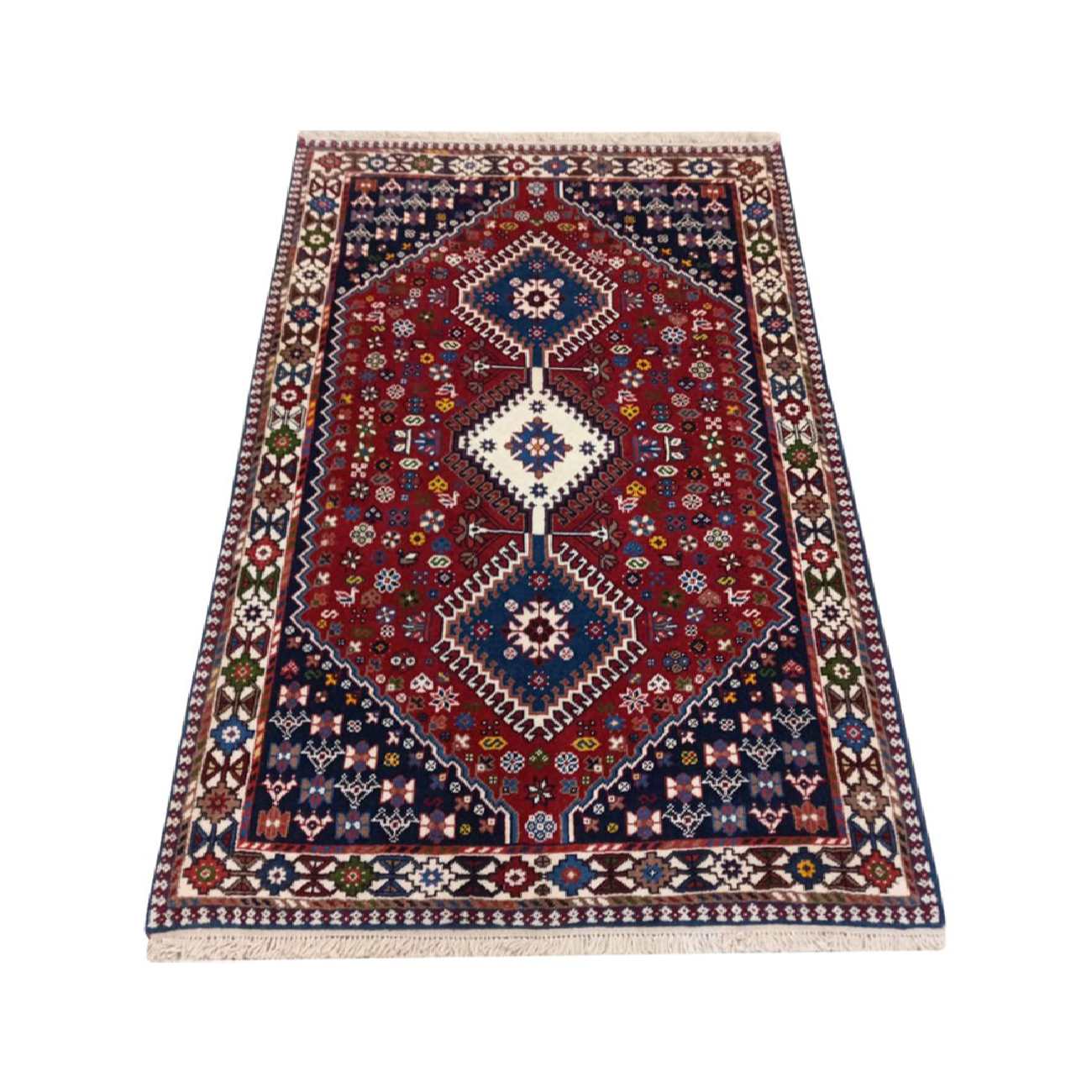 Genuine Persian Carpet with Wool Hand-Knotted Qashqai Red