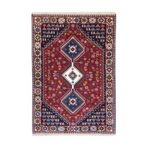 Genuine Persian Carpet with Wool Hand-Knotted Qashqai Red