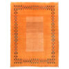 Genuine Persian Gabbeh Wool Rug Handwoven in Fars Bordered Orange