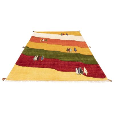 Genuine Persian Gabbeh Wool Rug Handwoven in Fars Yellow Tree