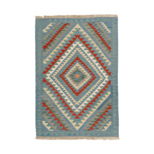 Genuine Persian Kilim Wool Rug Handwoven in Fars Qashqai Blue