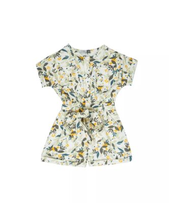 Baby Girl’s Romper with Leafy Design