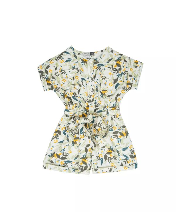 Baby Girl's Romper with Leafy Design