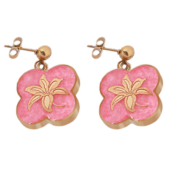 Gold Plated Drop Earrings Floral Design for Women