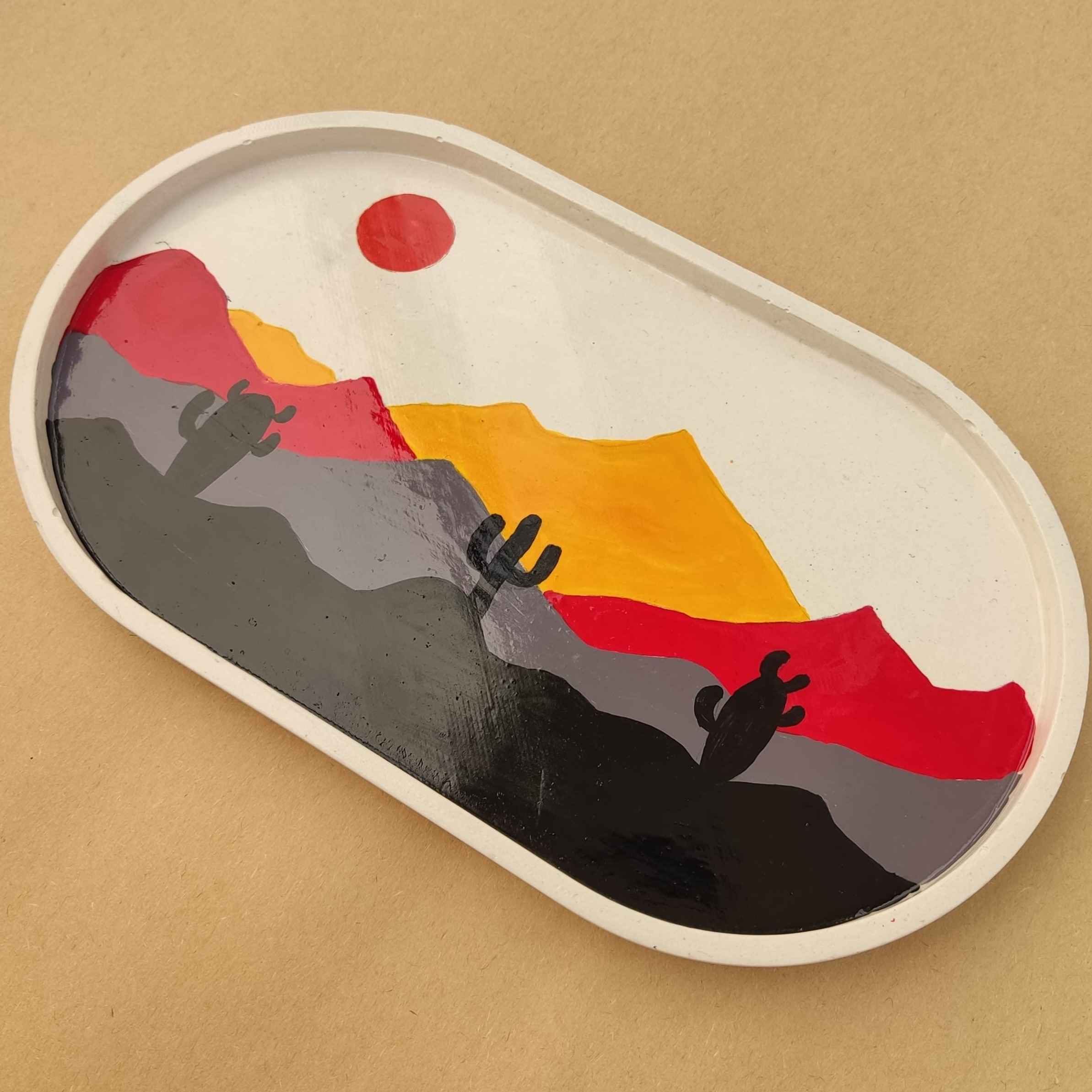 Handcrafted Concrete Serving Tray Mountain Design for Every Decor