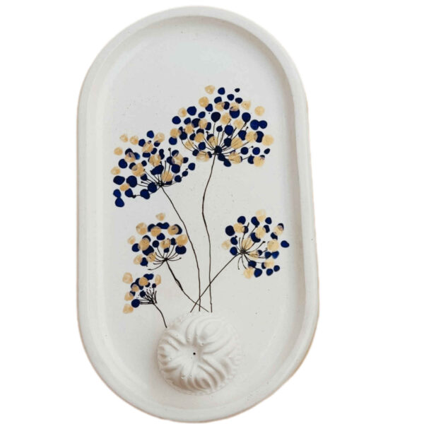 Handcrafted Concrete Serving Tray with Dandelion Design for Home Decor