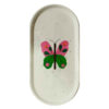 Handcrafted Concrete Serving Tray with Painted Design Butterfly