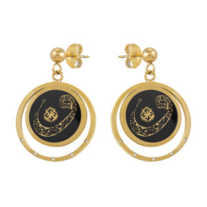 Gold Plated Drop Earrings Handcrafted Dream Catcher with Agate