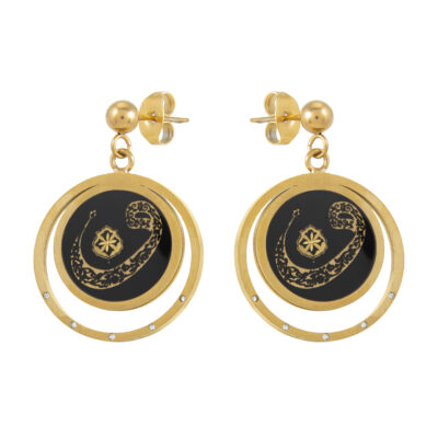 Gold Plated Drop Earrings Handcrafted Dream Catcher with Agate