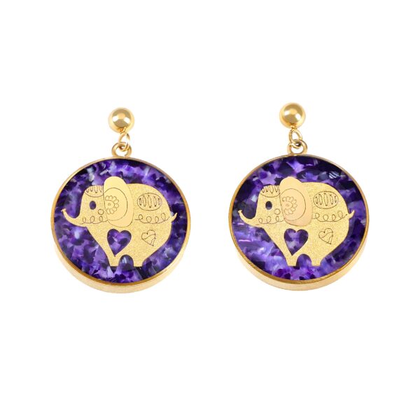 Gold Plated Drop Earrings Handcrafted Elephant Design