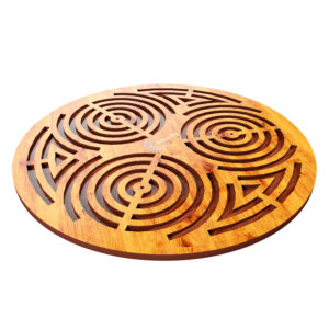 Handcrafted Wooden Trivet Heat Resistant Labyrinth Design