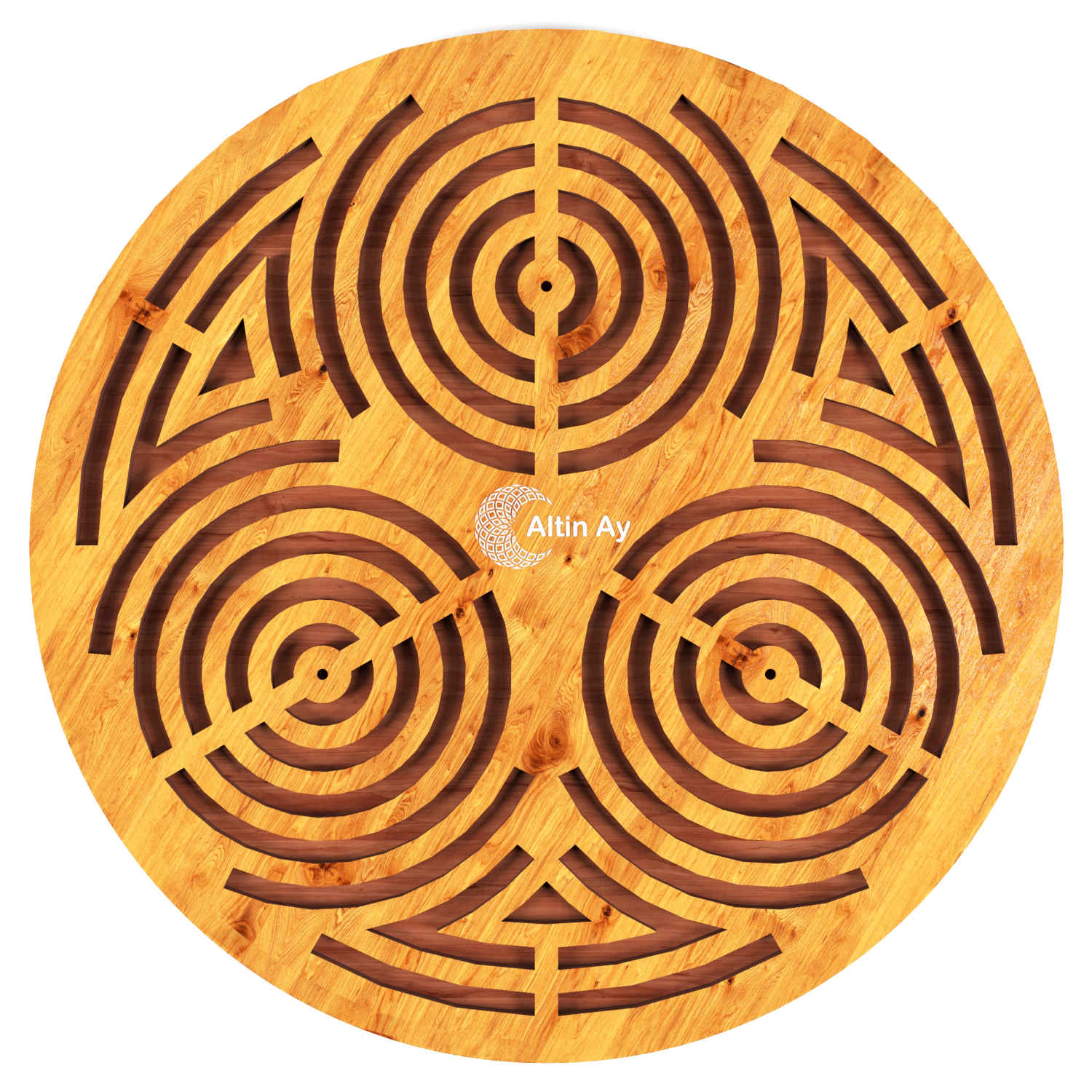 Handcrafted Wooden Trivet Labyrinth Design for Table Protection