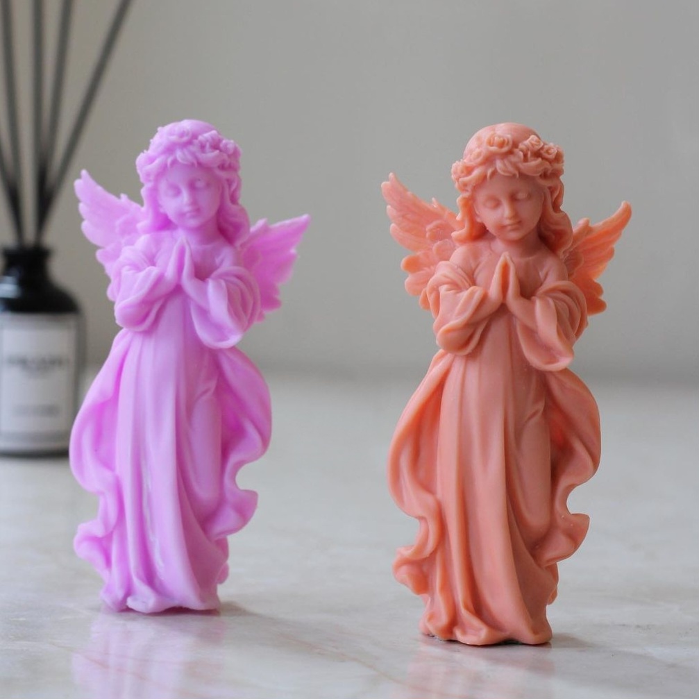 Handmade Sculpture Candle with Angel Design for Gifts and Decorations