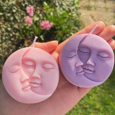 Fantasy Handmade Sculpture Candle with Moon and Sun Design