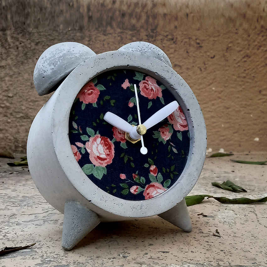 Handmade Concrete Twin Bell Clock for Home & Office