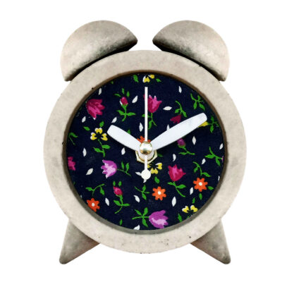 Handmade Concrete Twin Bell Clock with Fabric