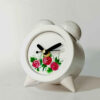 Handmade Concrete Twin Bell Clock with Floral Design