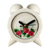 Handmade Concrete Twin Bell Clock with Floral Design