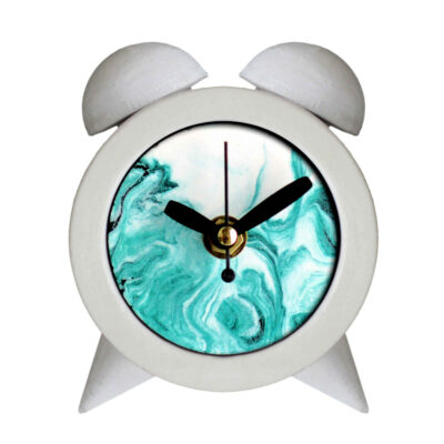 Handmade Concrete Twin Bell Clock with Marble Design