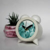 Handmade Concrete Twin Bell Clock with Marble Design