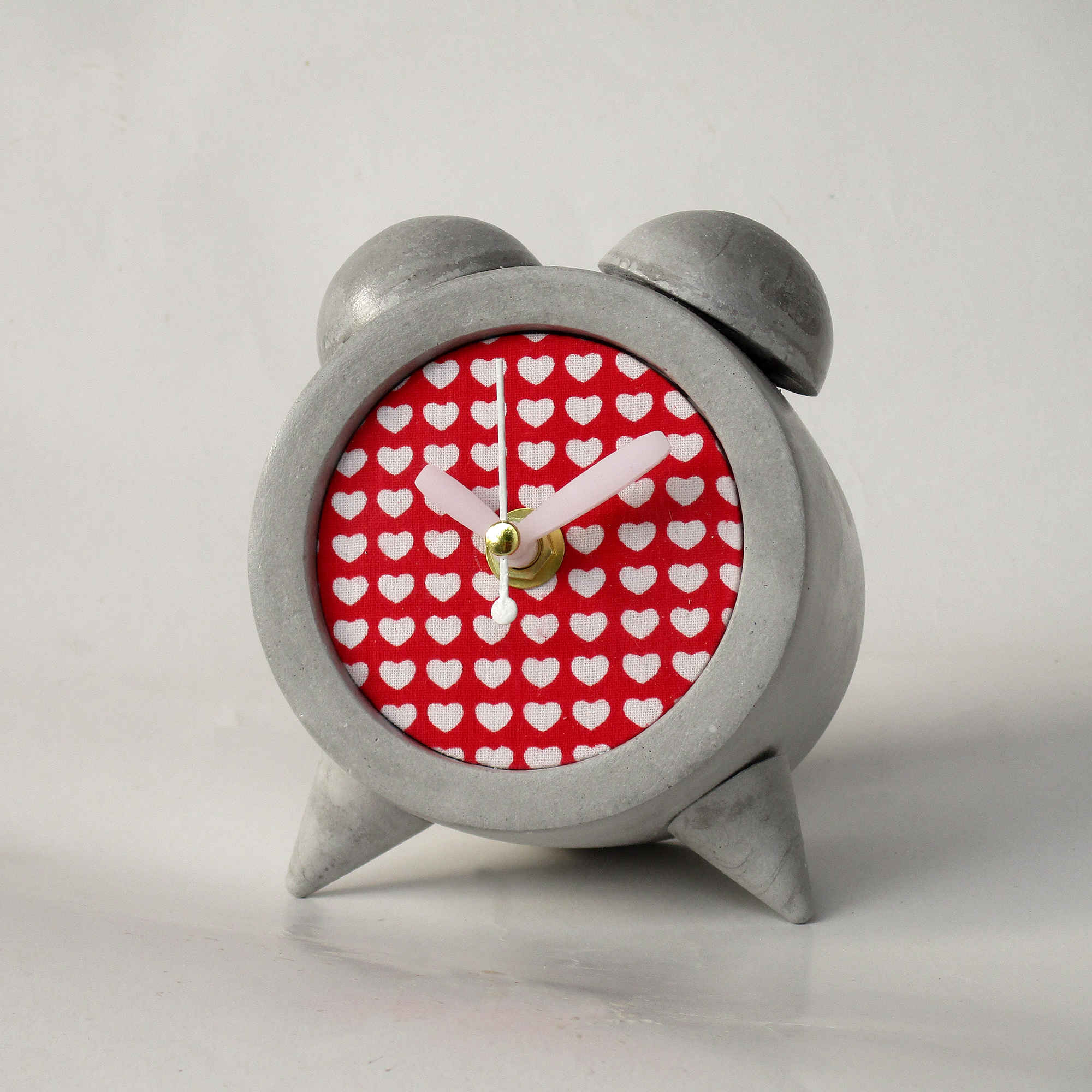 Handmade Concrete Twin Bell Clock for Home Decor