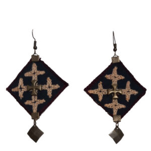 Handmade Persian Earrings Kilim Embroidery with Pendant