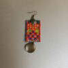 Persian Embroidered Earrings Traditional Needlework Red