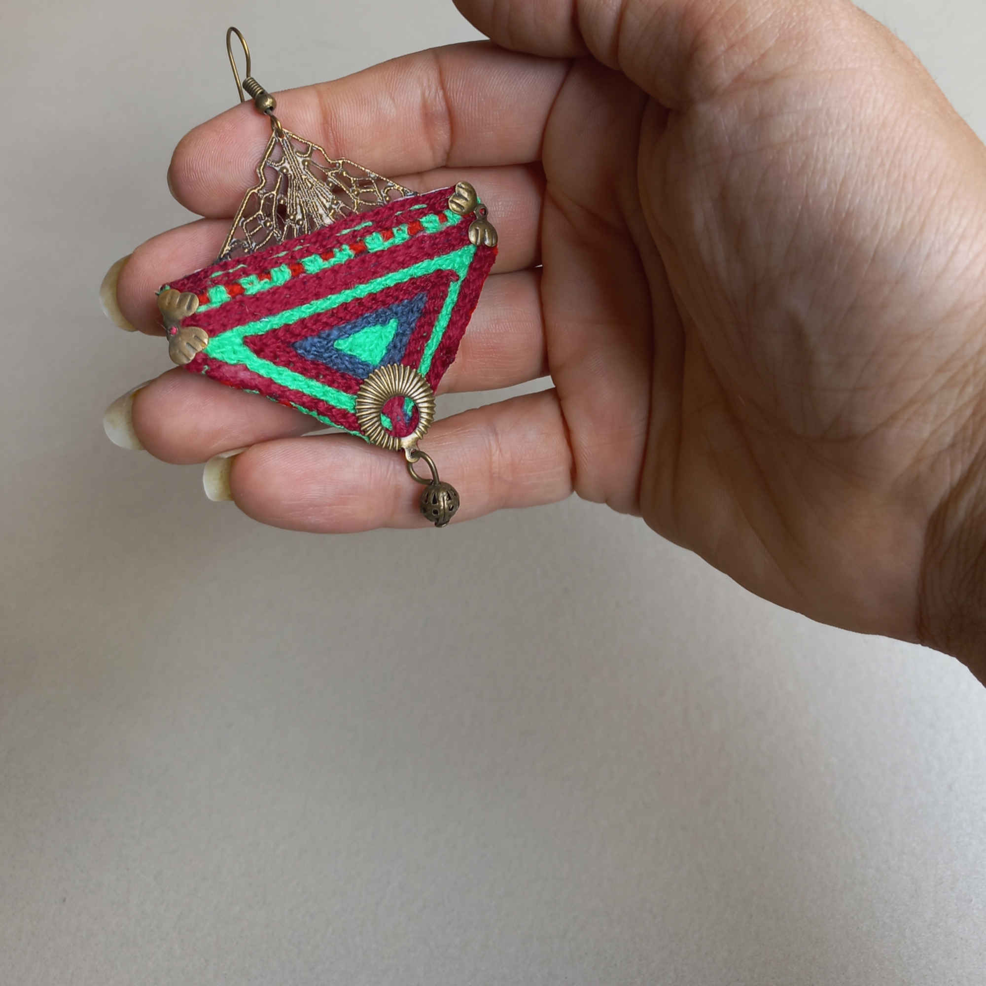 Persian Embroidered Earrings Traditional Needlework