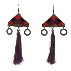 Persian Embroidered Earrings Traditional Needlework Tassel