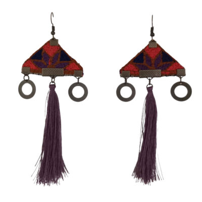 Persian Embroidered Earrings Traditional Needlework Tassel