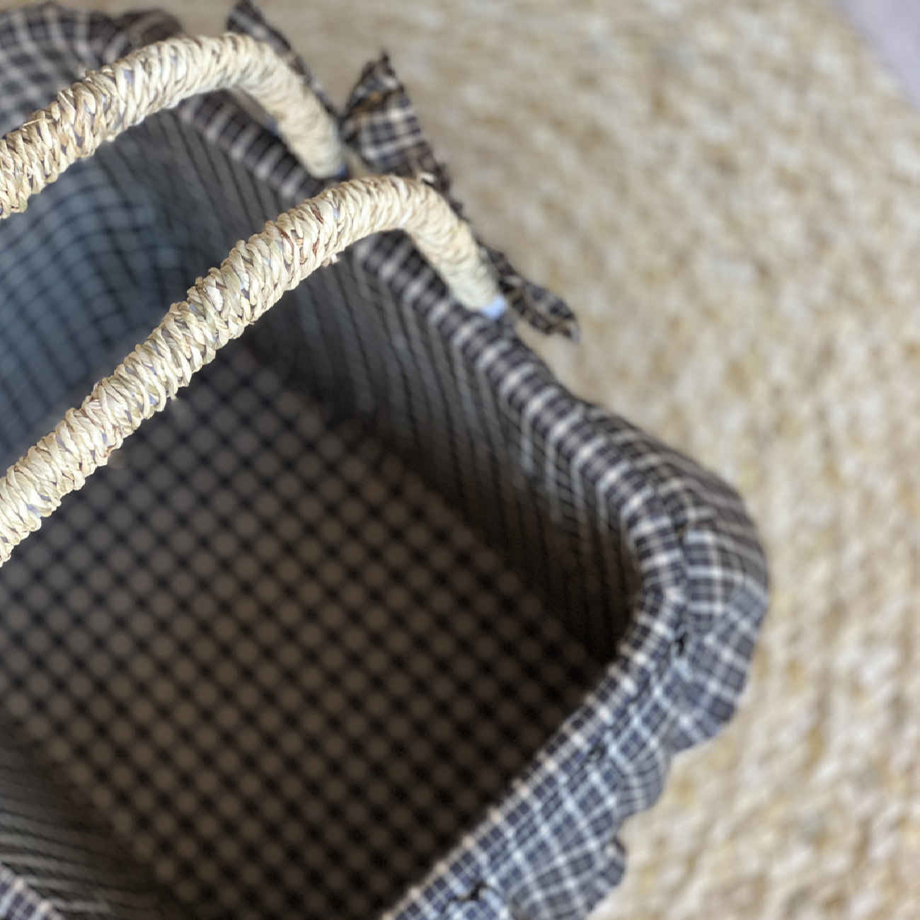Persian Handwoven Palm Leaf Storage Basket with Round Lid