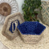Handwoven Storage Basket with Lid Hexagonal Design