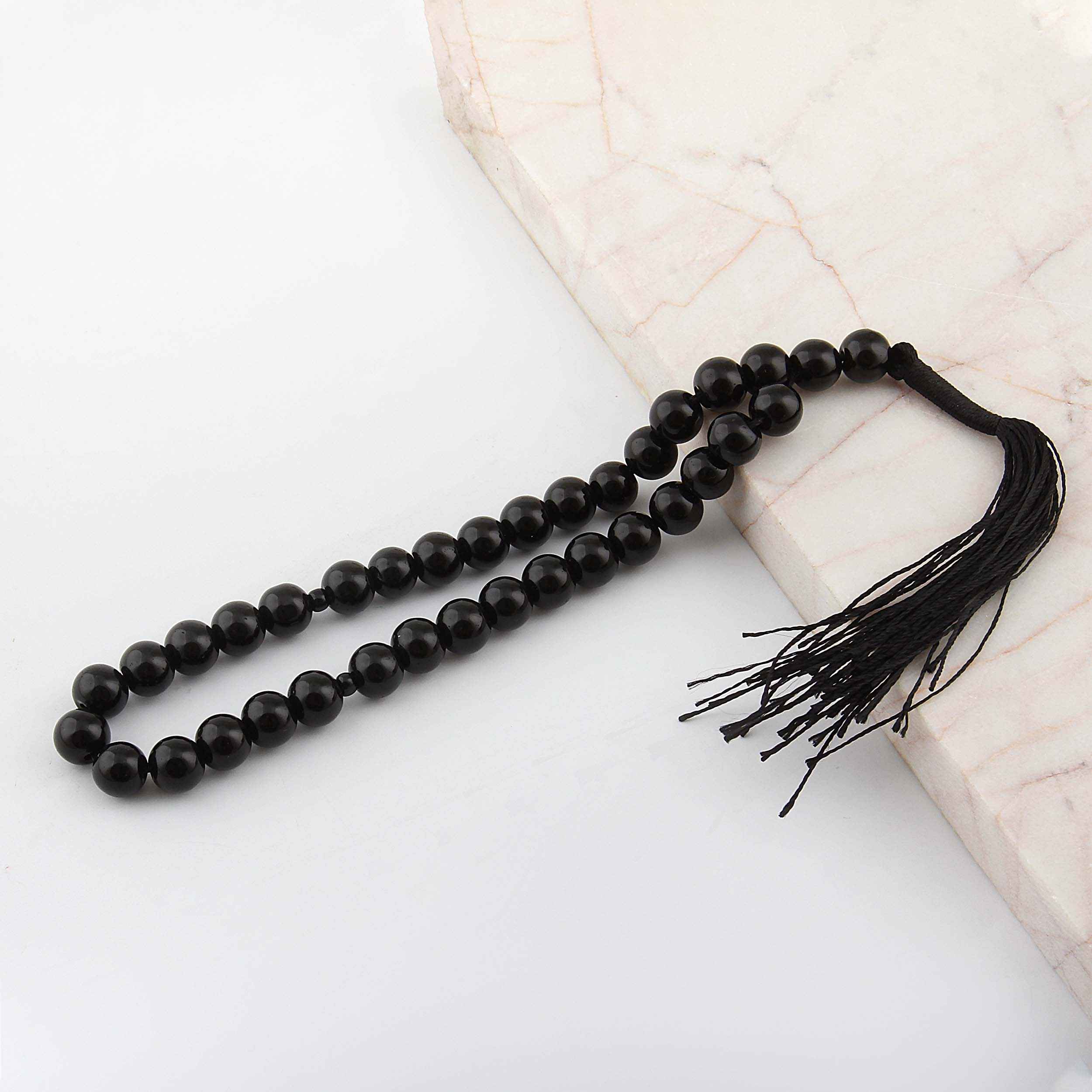 Islamic Black Onyx Rosary Crafted with 33 Prayer Beads Tasbih
