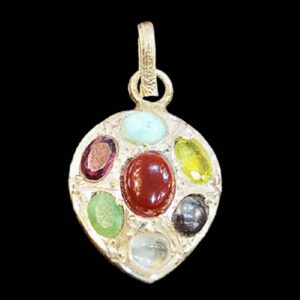 Islamic Silver Pendant Seven Stone with Hirz of Imam Jawad