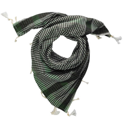 Arabic Keffiyeh Shemagh Scarf – Lightweight with Striped Design Green