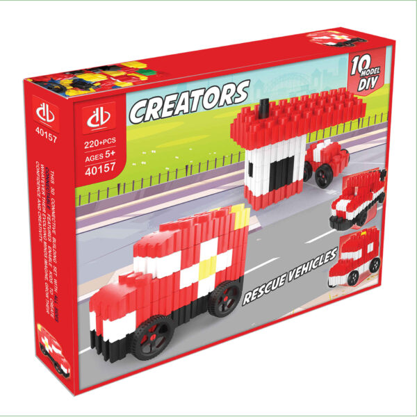Creators: Rescue Vehicles Building Blocks – 10 Models, 220 Pieces for Ages 5+