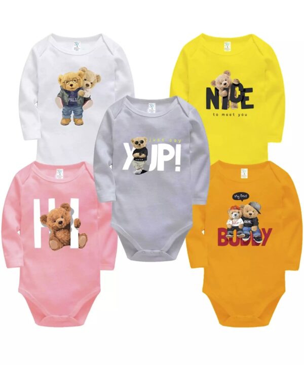 Lap Shoulder Unisex Baby Bodysuit Long Sleeve Set of 5