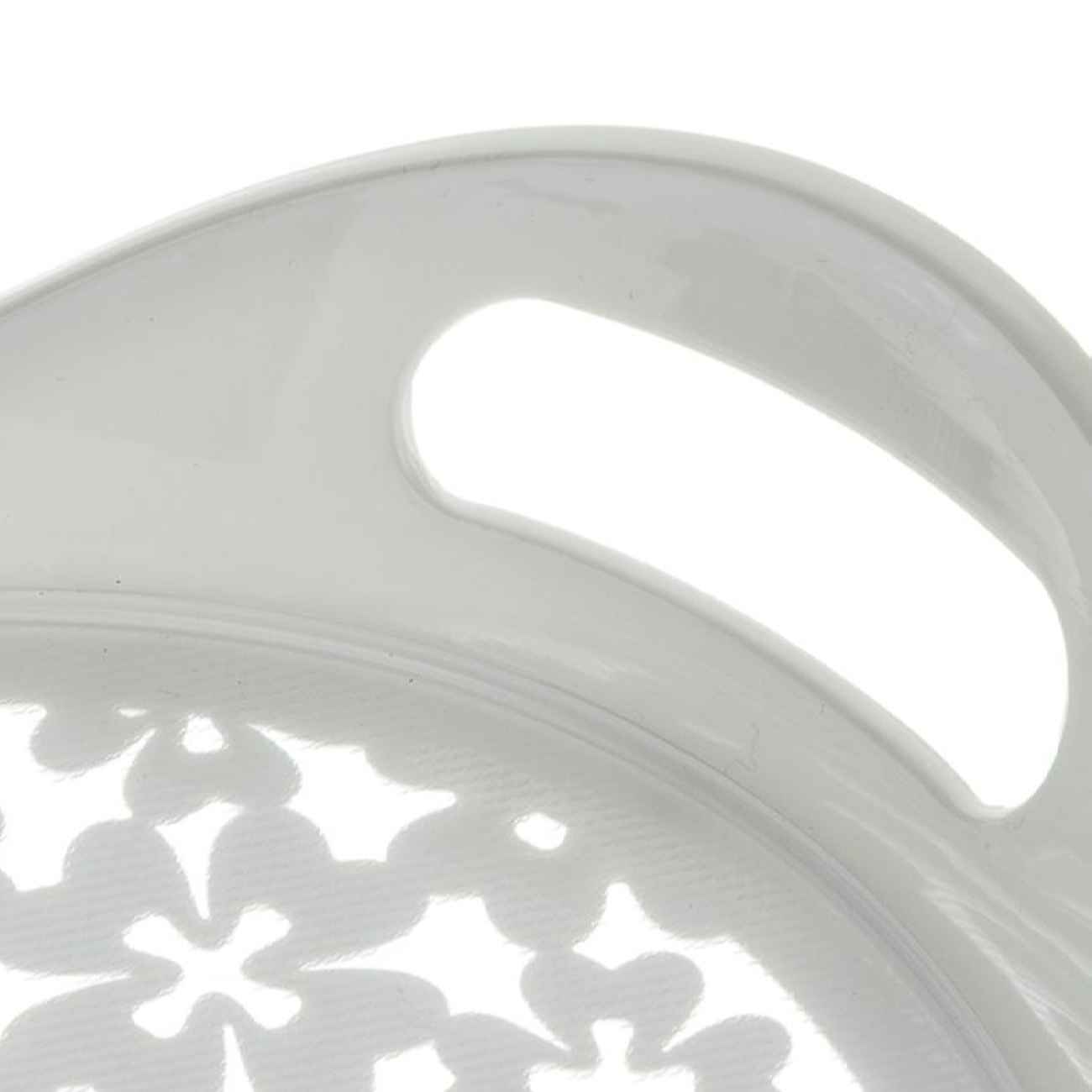 Melamine Tray Floral White & Gray for Serving