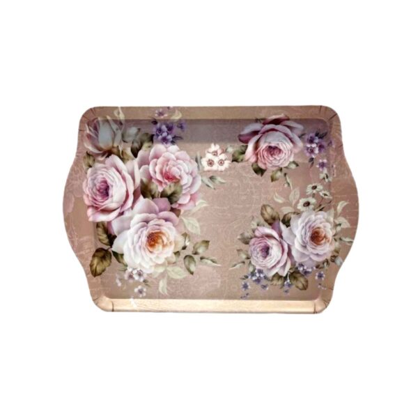 Melamine Serving Tray Lightweigh with Floral Design Salmon
