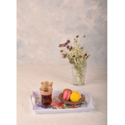 Melamine Serving Tray with Handle Durable & Lightweight Floral Design