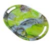 Melamine Serving Tray with Handle Lightwieght Marble Design Green