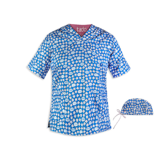 Men's Blue Dental Scrub Top & Cap Set – Professional & Practical